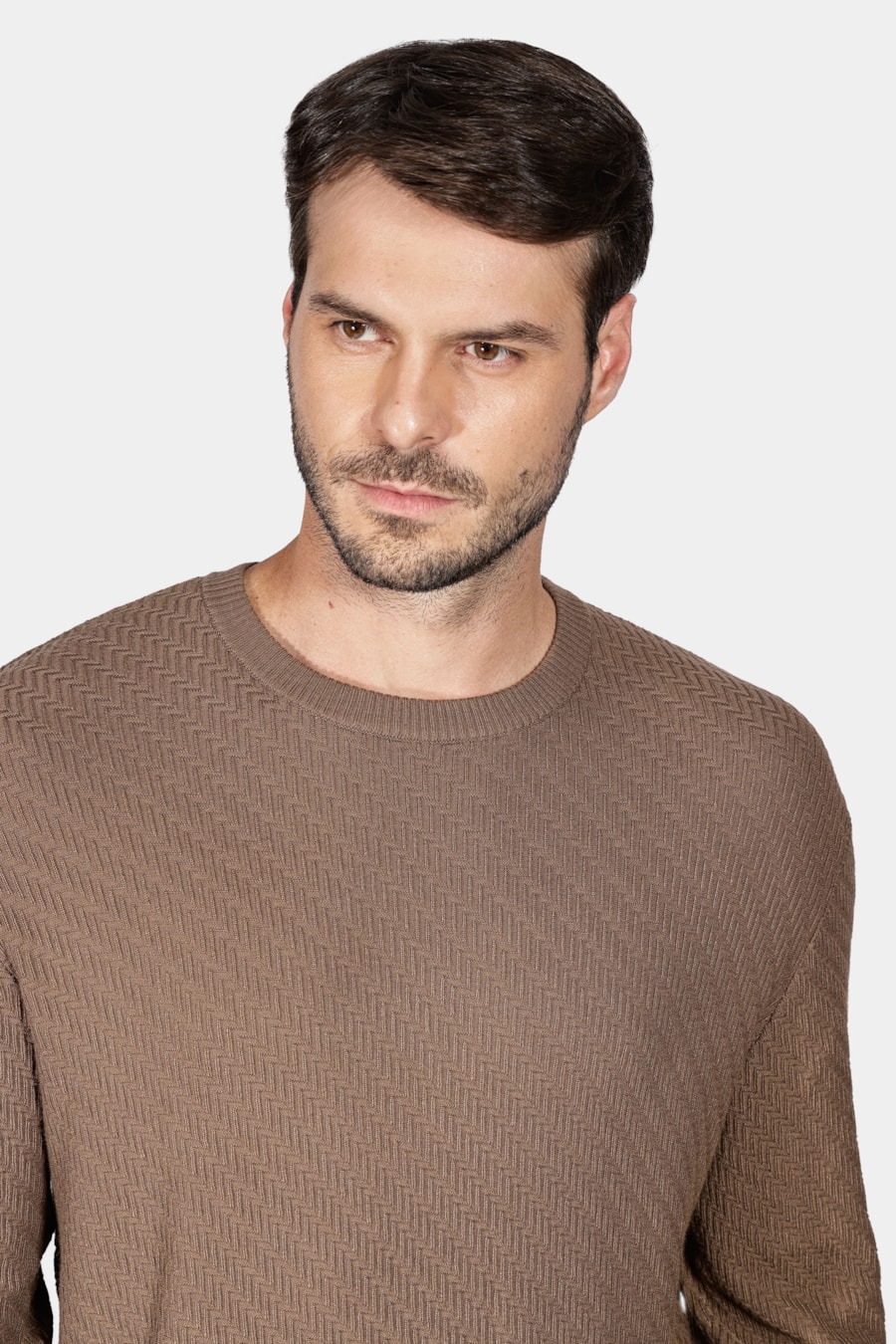 Tricot Manga Longa Jacquard Chevron Ocre — foto 3 de 5