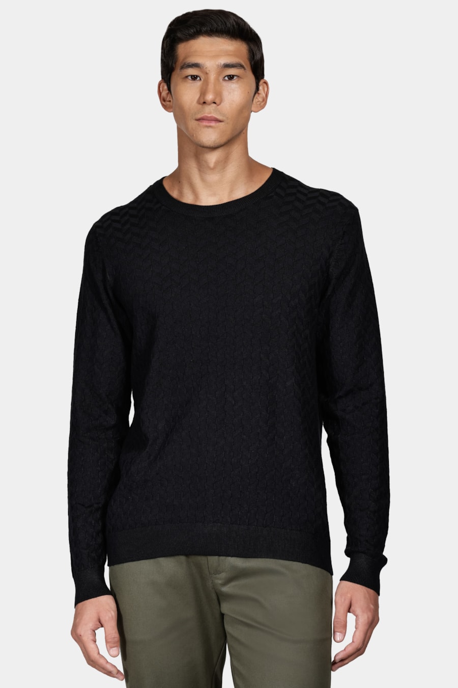 Tricot Manga Longa Jacquard Geométrico Preto — foto 1 de 6