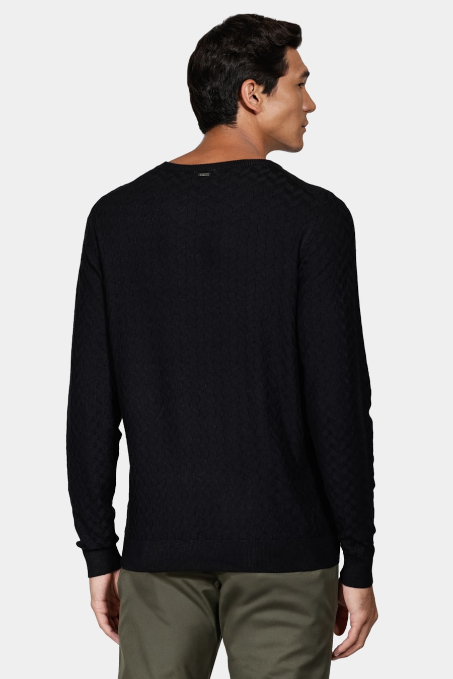 Tricot Manga Longa Jacquard Geométrico Preto — foto 4 de 6