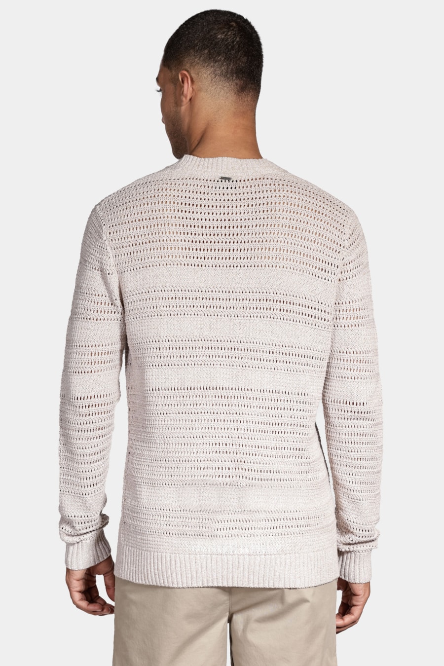 Tricot Manga Longa Jacquard Jogo de Pontos Areia — foto 4 de 6