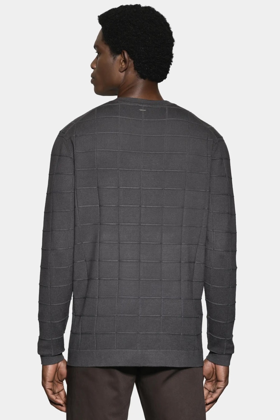 Tricot Manga Longa Jacquard New Square Grafite — foto 4 de 5