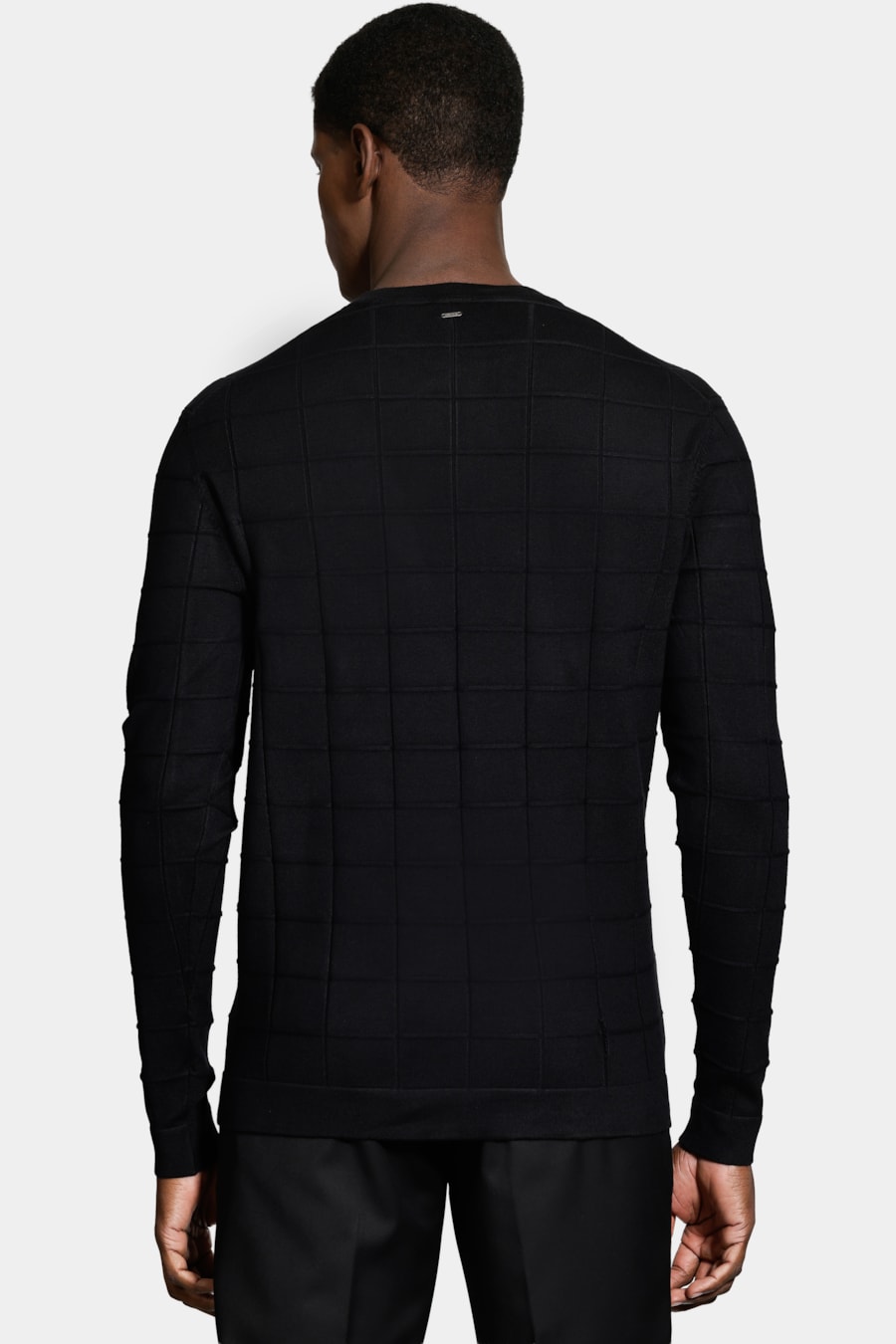 Tricot Manga Longa Jacquard New Square Preto — foto 4 de 5