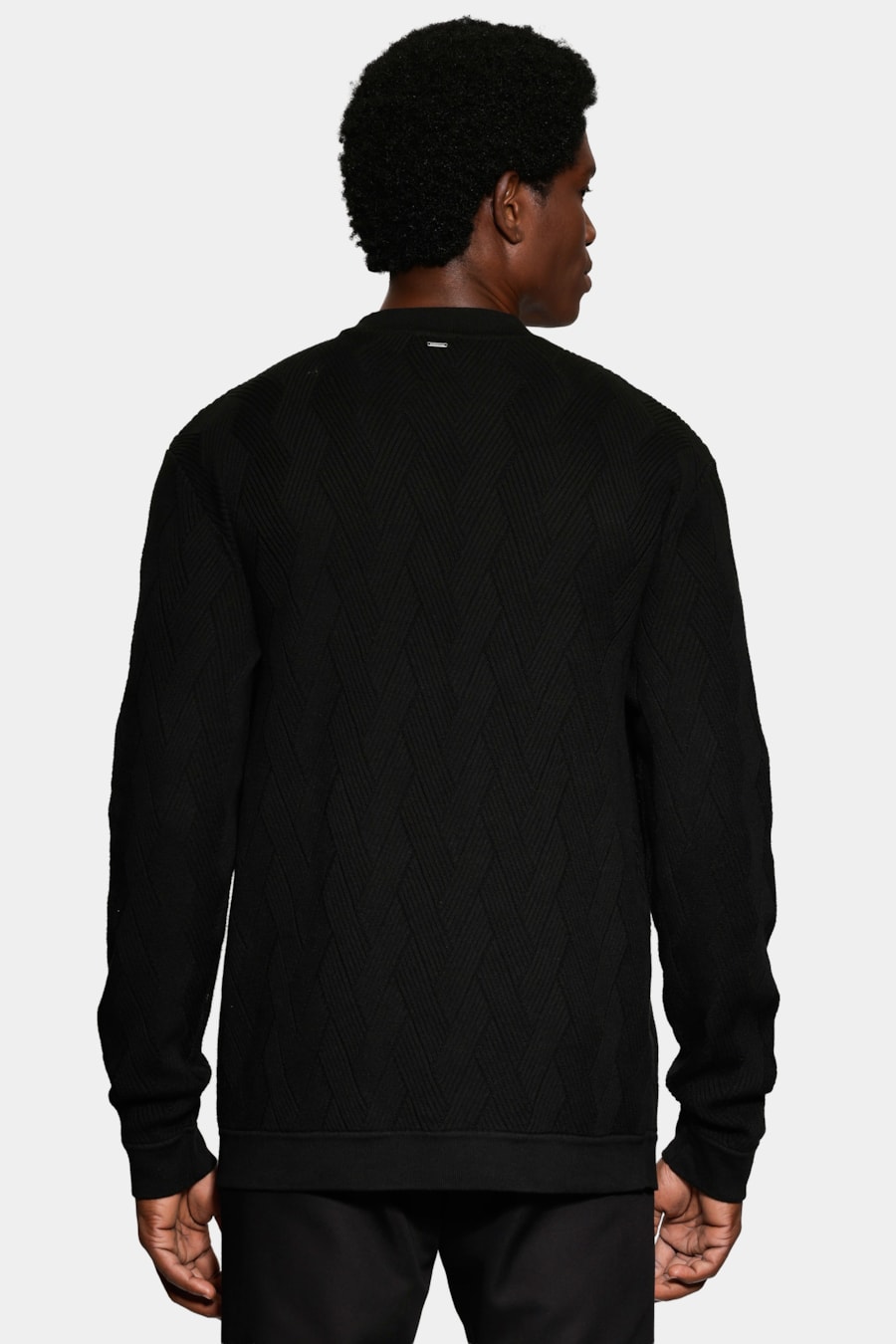 Tricot Manga Longa Jacquard Tresse Preto — foto 4 de 5