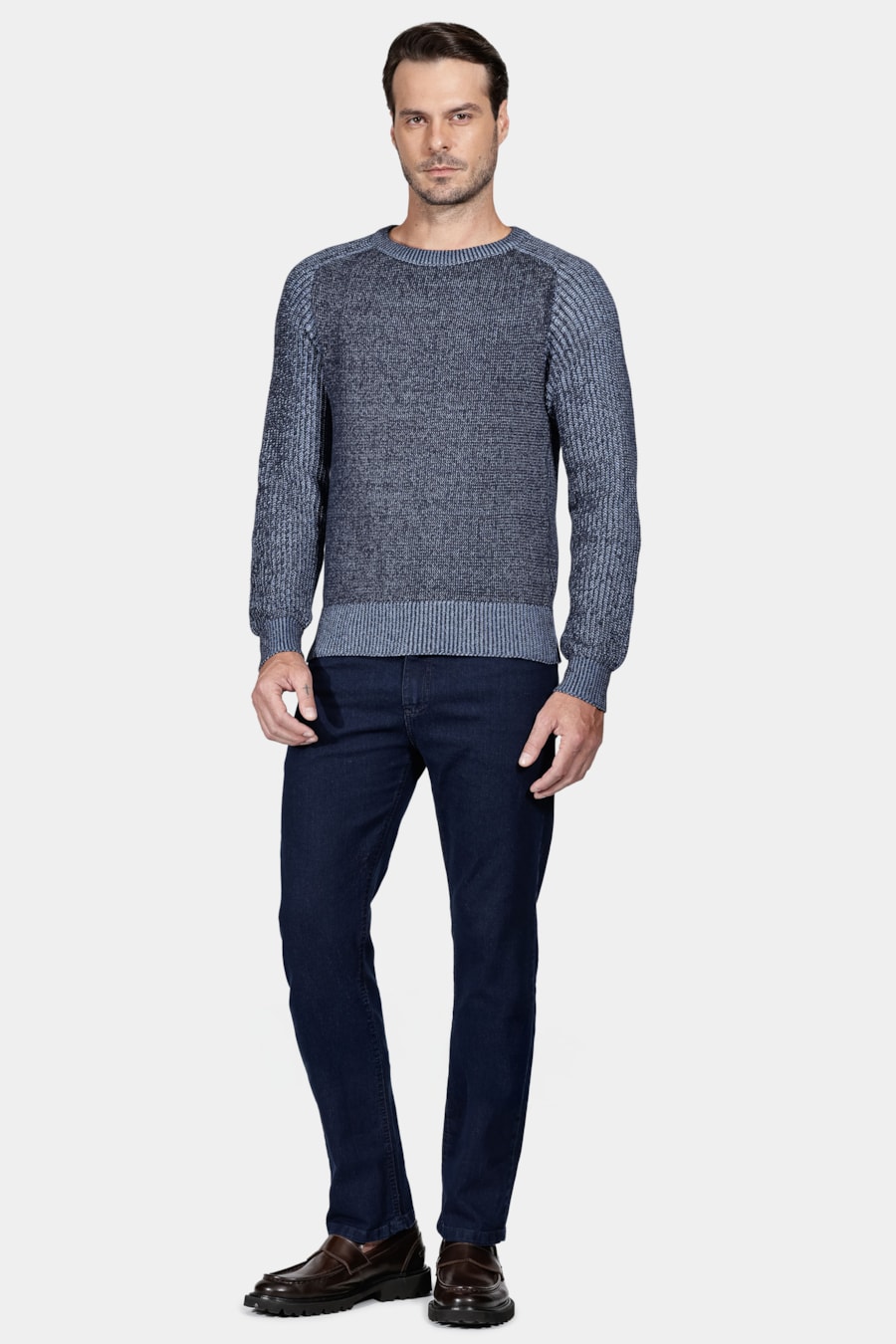 Tricot Manga Longa Raglan Binado Marinho — foto 2 de 5