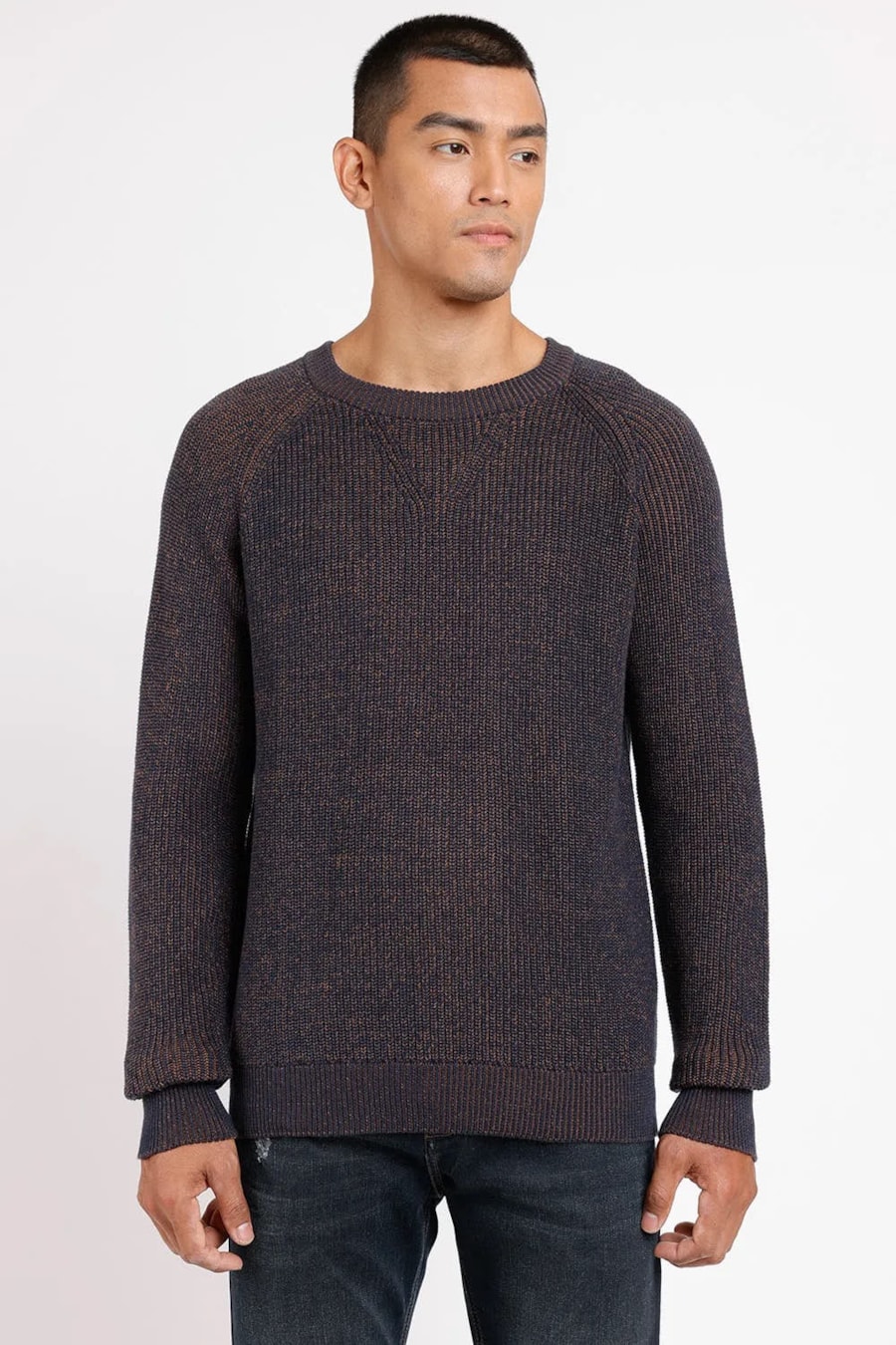 Tricot Manga Longa Raglan Mixed Marinho — foto 1 de 4