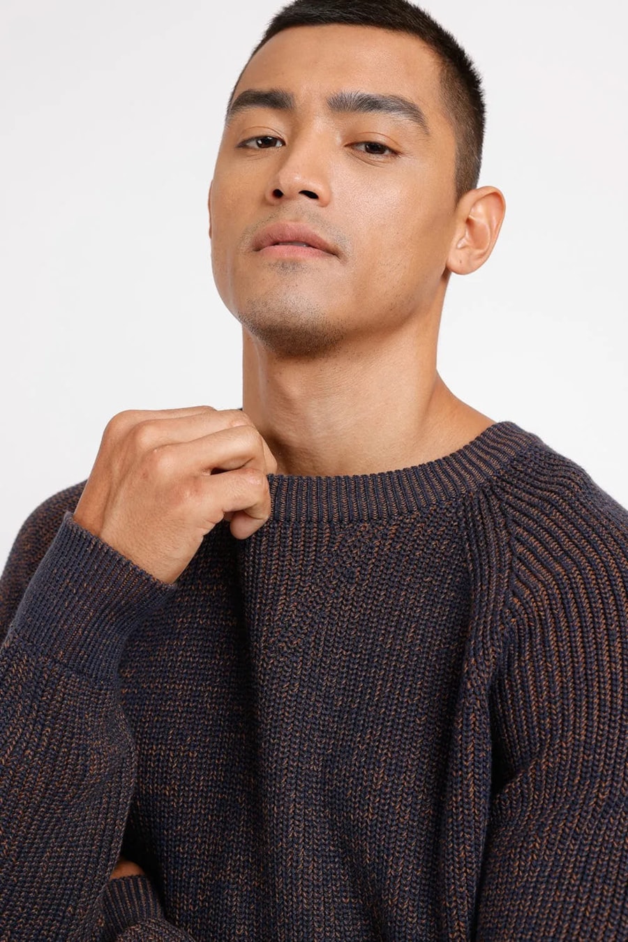 Tricot Manga Longa Raglan Mixed Marinho — foto 3 de 4