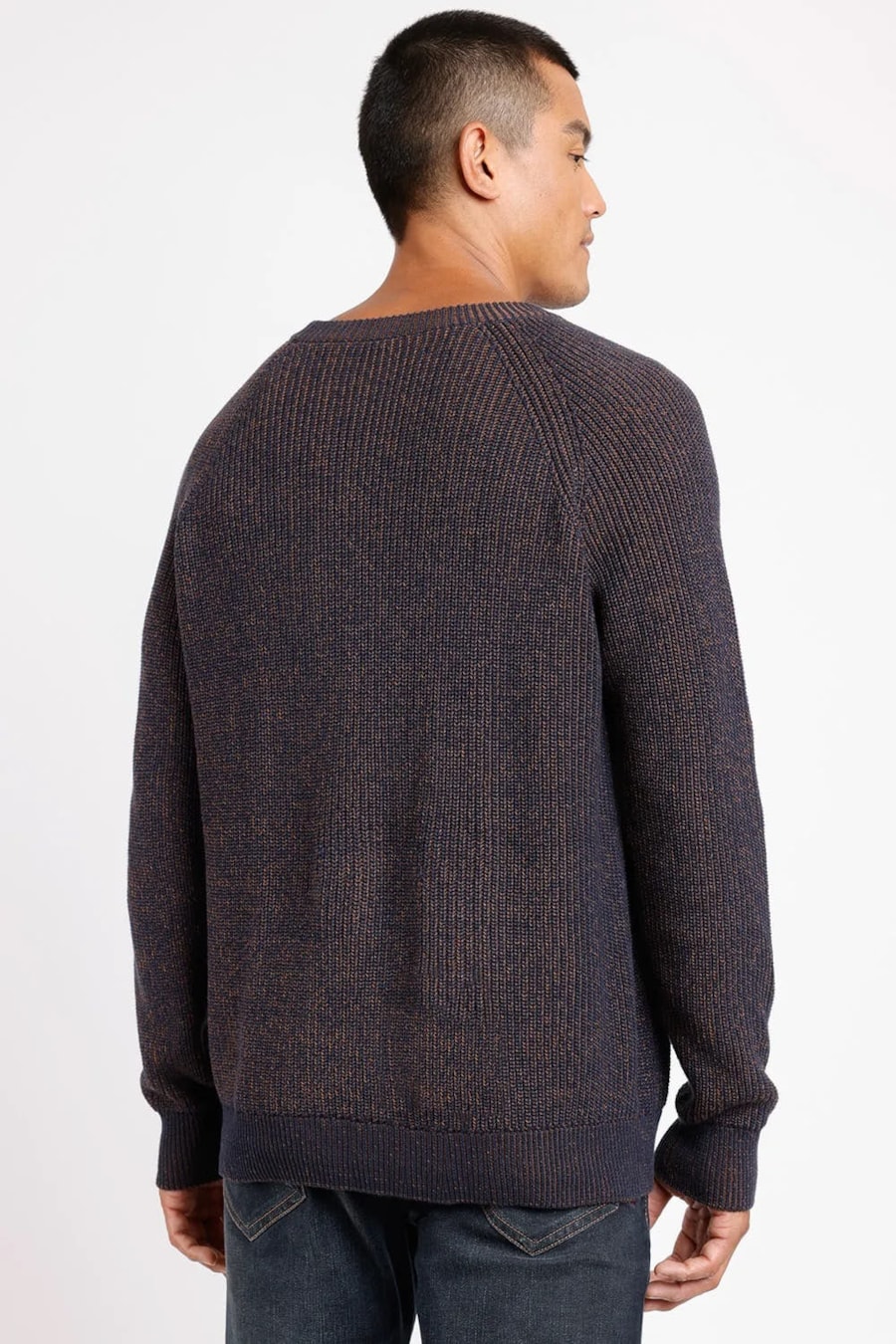 Tricot Manga Longa Raglan Mixed Marinho — foto 4 de 4