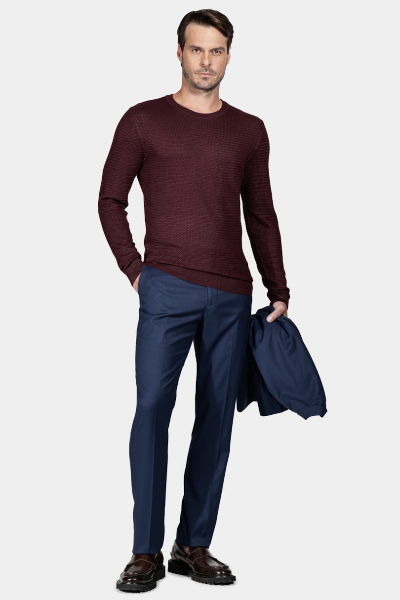 Tricot Manga Longa Viscose Jacquard Bordeaux