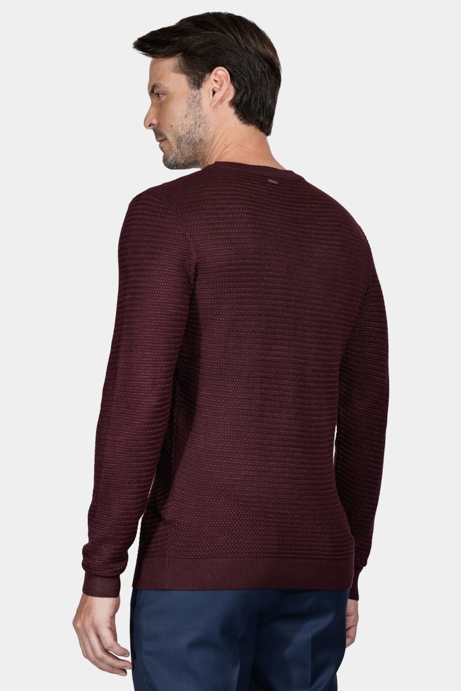 Tricot Manga Longa Viscose Jacquard Bordeaux — foto 4 de 6