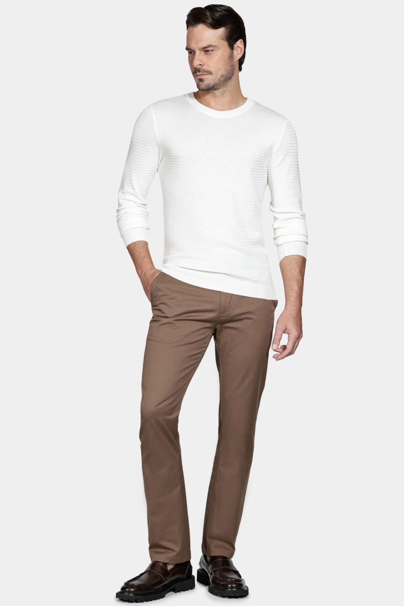 Tricot Manga Longa Viscose Jacquard Off White