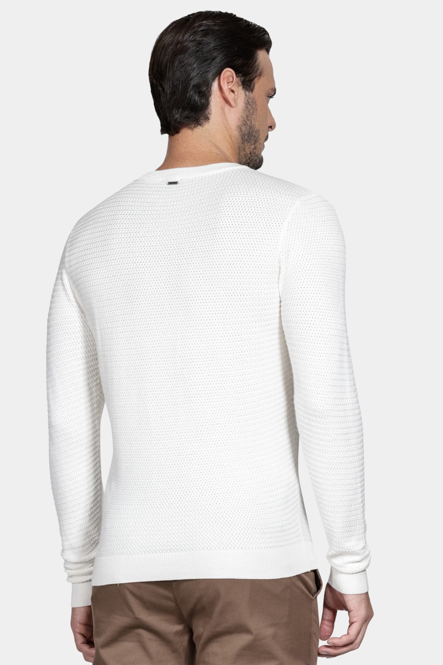 Tricot Manga Longa Viscose Jacquard Off White — foto 4 de 6
