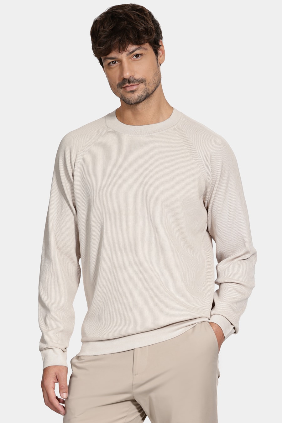 Tricot Raglan Jacquard Caqui — foto 1 de 5