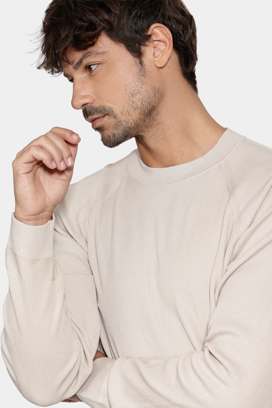 Tricot Raglan Jacquard Caqui — foto 3 de 5